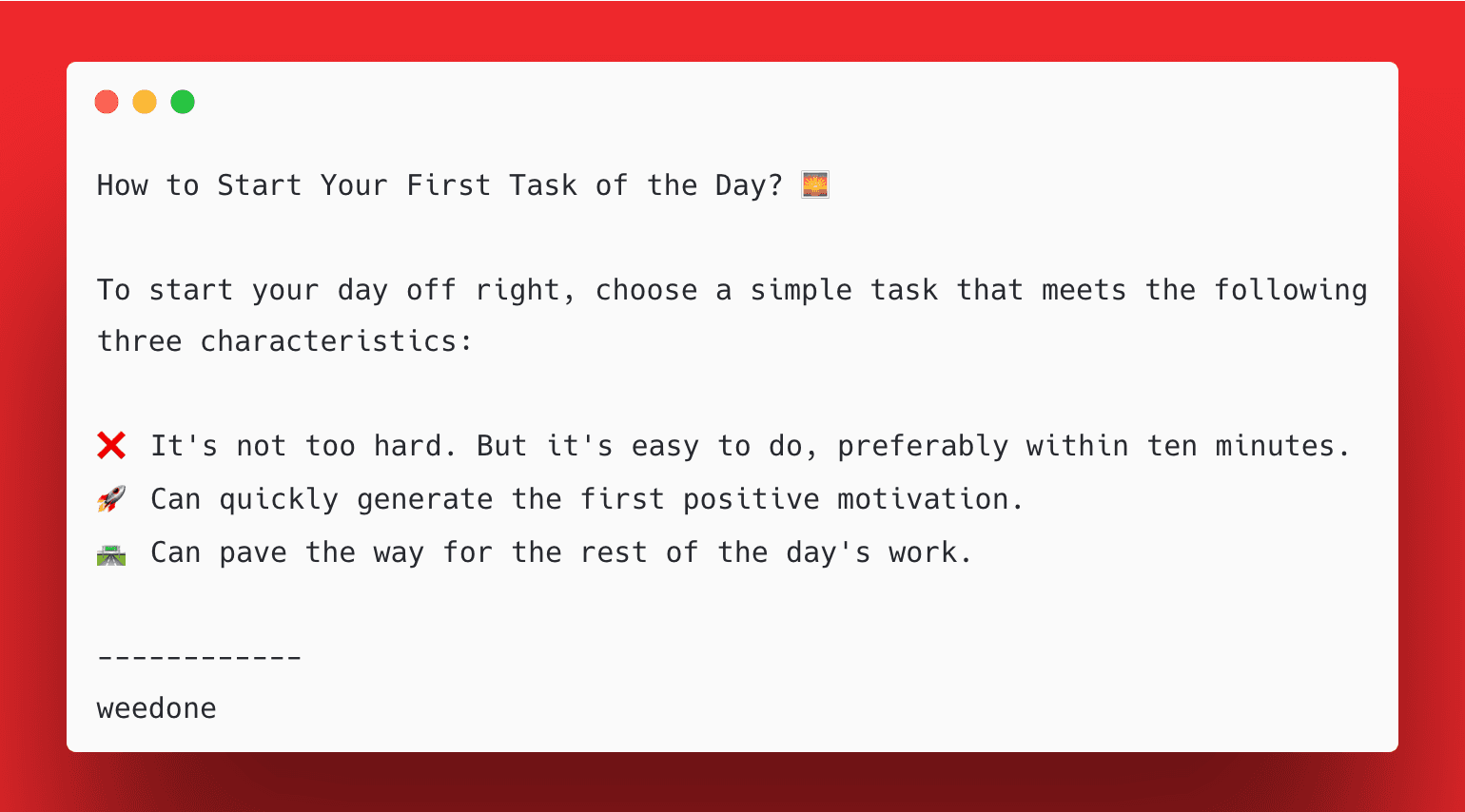 How to Start Your First Task of the Day?